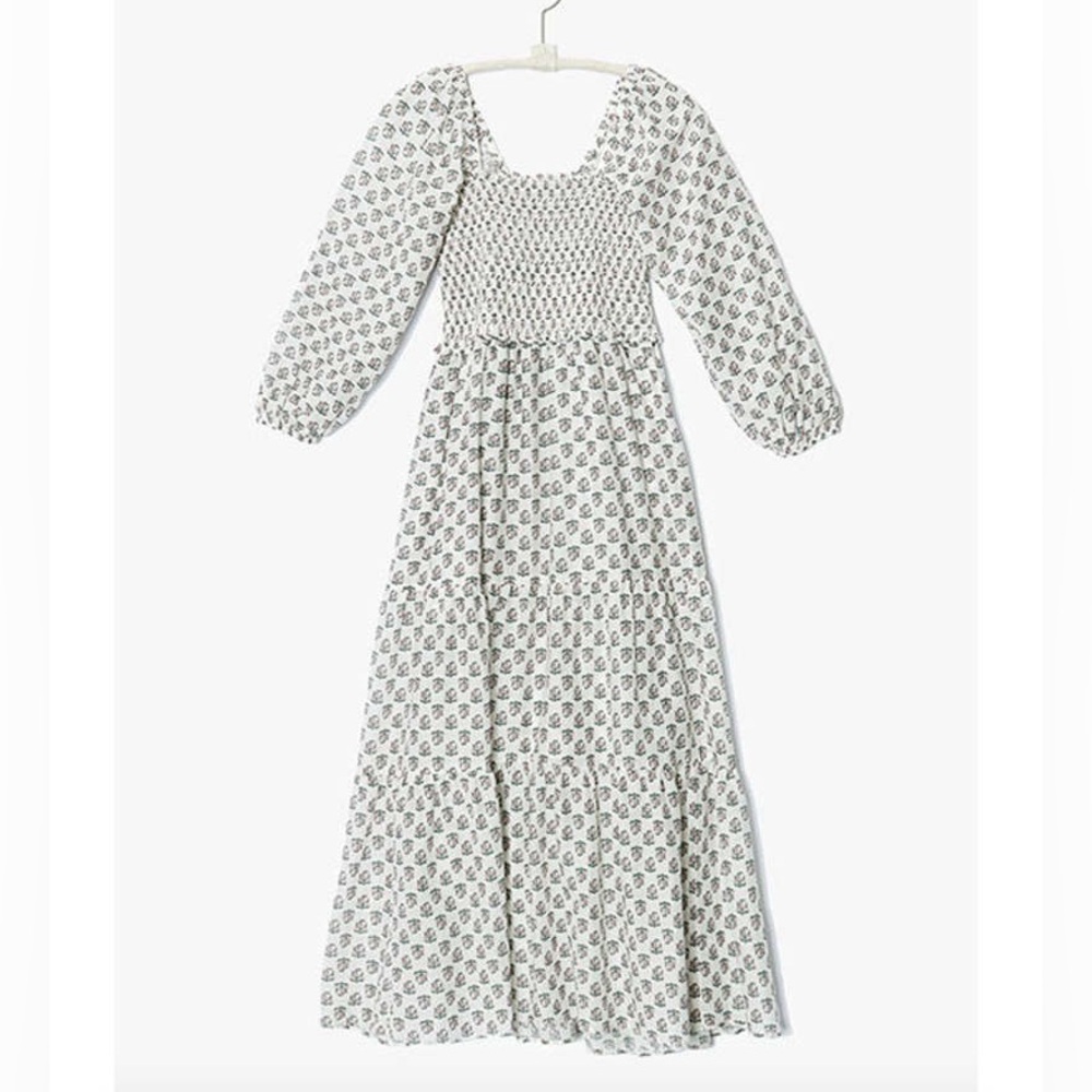 Xirena Chiara Smocked Primrose Cotton Midi-Dress, Size L